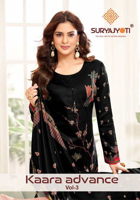 Kaara Advance Vol 3 By Suryajyoti Jam Satin Printed Dress Material Wholesale In India